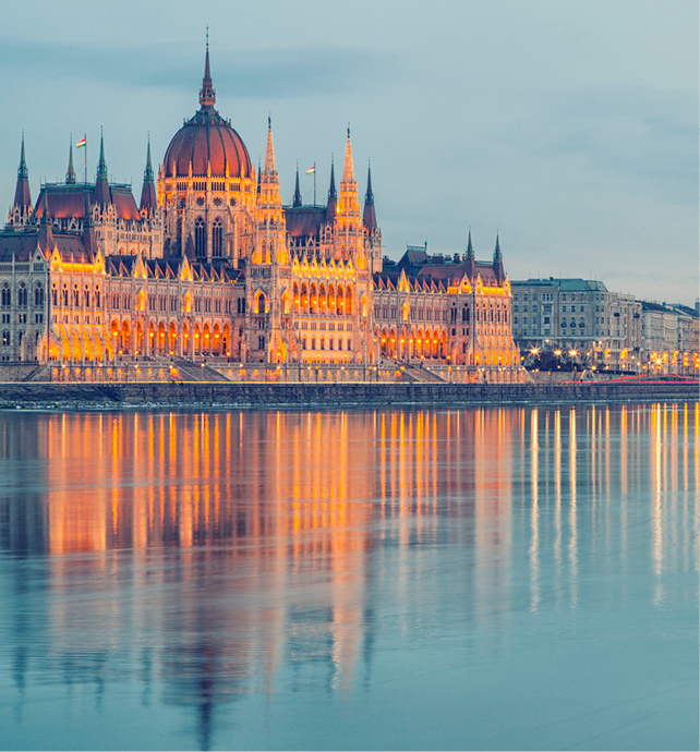 parliament building in Budapest, Hungary along the Danube river