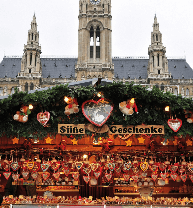 A Christmas market in Vienna, Austria