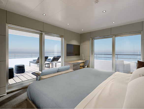 Terrace suite on a luxury superyacht
