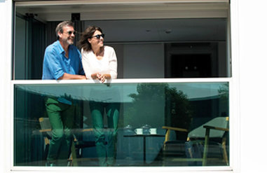 French windows on Emerald Star Ship